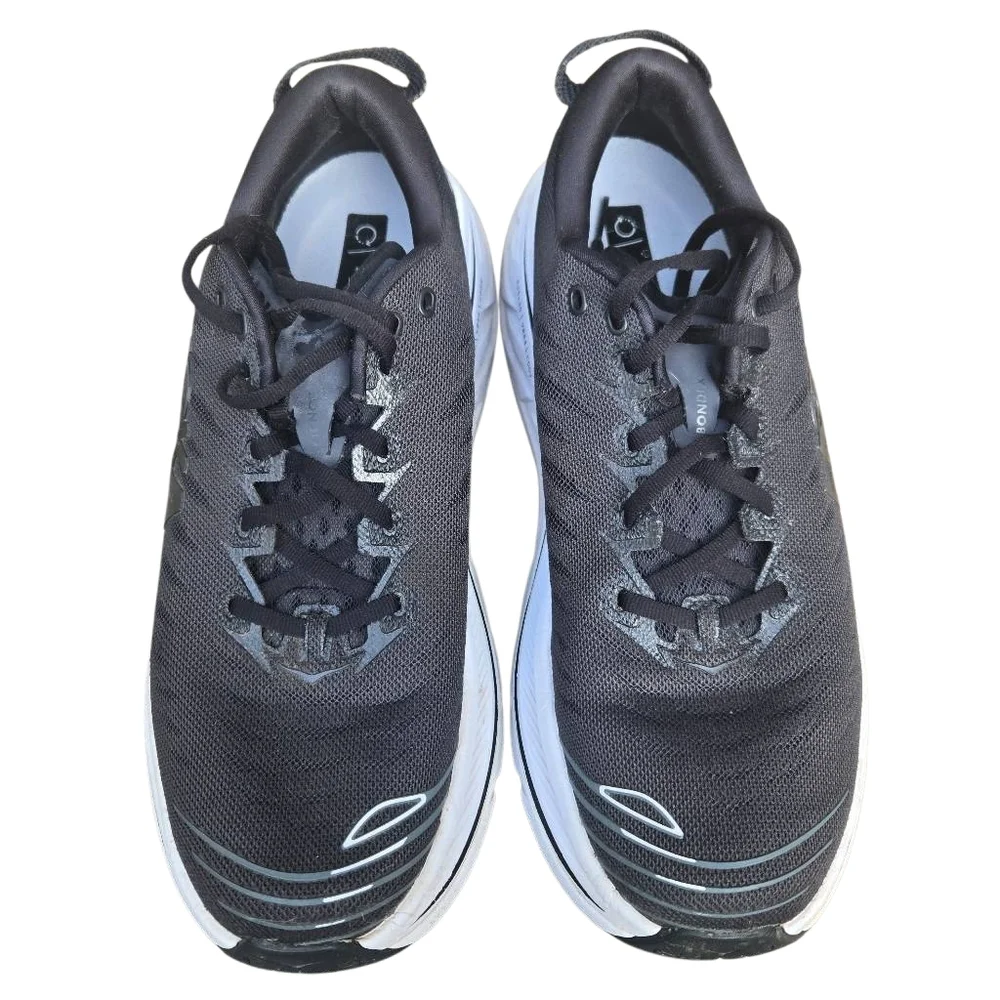 Hoka One One Bondi 8 Black and White Running Sneakers - Picture 4 of 8